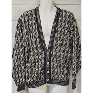 Vintage 80's Bachrach Cardigan V Neck Button Size M Men's Multicolor Button-up